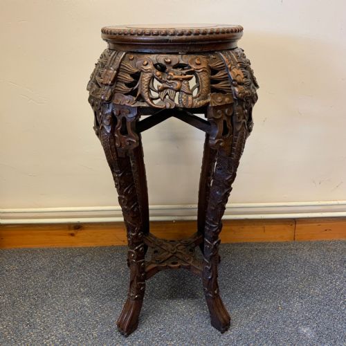 1920'S CHINESE HARDWOOD MARBLE TOP PLANT STAND - ADDITIONAL PHOTO 1