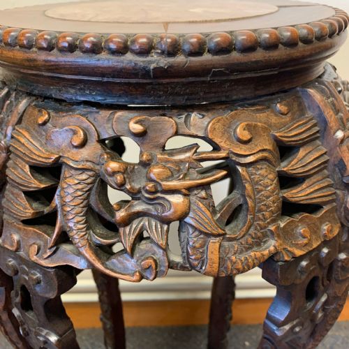 1920'S CHINESE HARDWOOD MARBLE TOP PLANT STAND - ADDITIONAL PHOTO 2