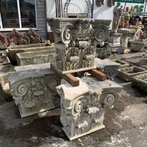 SET OF 4 19TH CENTURY LIMESTONE CORINTHIAN CAPITALS - ADDITIONAL PHOTO 1