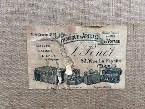 CIRCA 1900 CANVAS COVERED WOOD BOUND TRAVELLING TRUNK - ADDITIONAL PHOTO 4
