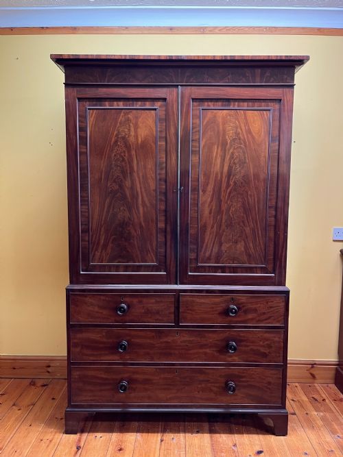 william iv 1837 mahogany linen press - CATEGORY: ANTIQUE CUPBOARDS - DATED 1800