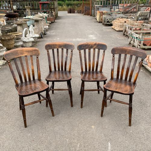 SET OF 4 VICTORIAN ELM BEECH SLAT BACK CHAIRS - ADDITIONAL PHOTO 4
