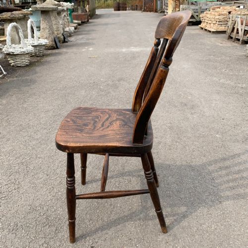 SET OF 4 VICTORIAN ELM BEECH SLAT BACK CHAIRS - ADDITIONAL PHOTO 6