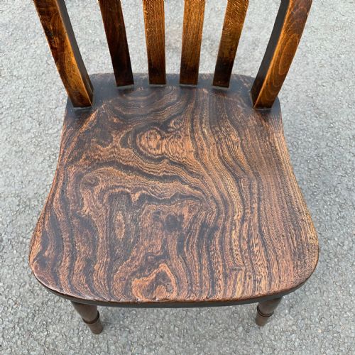 SET OF 4 VICTORIAN ELM BEECH SLAT BACK CHAIRS - ADDITIONAL PHOTO 8