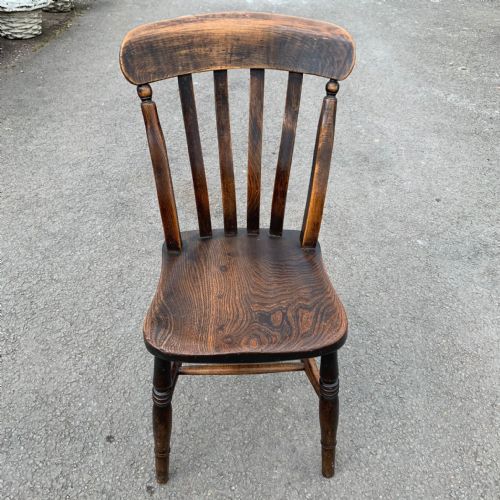 SET OF 4 VICTORIAN ELM BEECH SLAT BACK CHAIRS - ADDITIONAL PHOTO 9