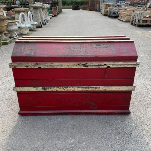 circa 1900 painted pine trunk - CATEGORY: ANTIQUE CHESTS - DATED 1900