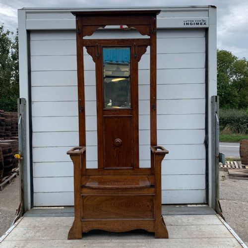 1920's oak hall seat - CATEGORY: ANTIQUE FURNITURE - DATED 1920