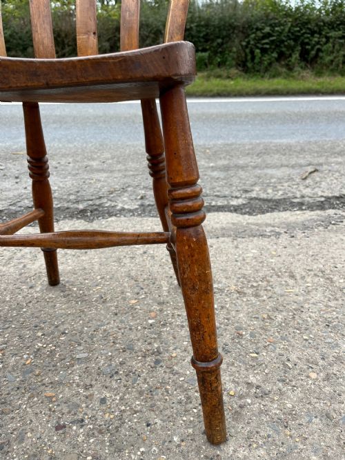 PAIR OF VICTORIAN SLAT BACK KITCHEN CHAIRS ELM BEECH - ADDITIONAL PHOTO 1
