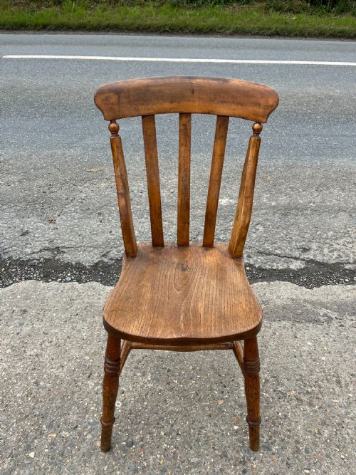 PAIR OF VICTORIAN SLAT BACK KITCHEN CHAIRS ELM BEECH - ADDITIONAL PHOTO 2