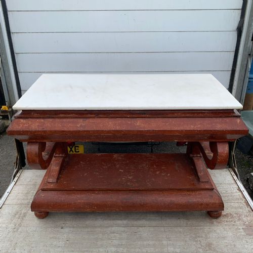 19th century console table with statuary white marble top - CATEGORY: ANTIQUE TABLES - DATED 19TH CENTURY