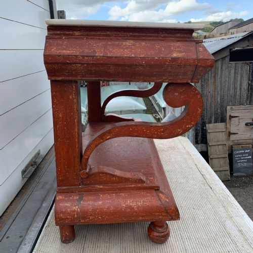 19TH CENTURY CONSOLE TABLE WITH STATUARY WHITE MARBLE TOP - ADDITIONAL PHOTO 1