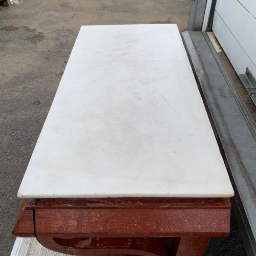 19TH CENTURY CONSOLE TABLE WITH STATUARY WHITE MARBLE TOP - ADDITIONAL PHOTO 4