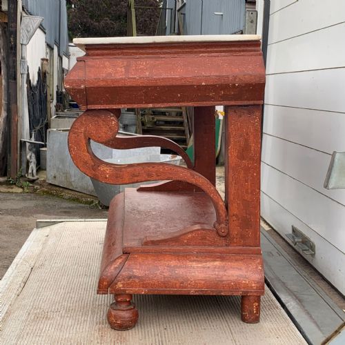 19TH CENTURY CONSOLE TABLE WITH STATUARY WHITE MARBLE TOP - ADDITIONAL PHOTO 5