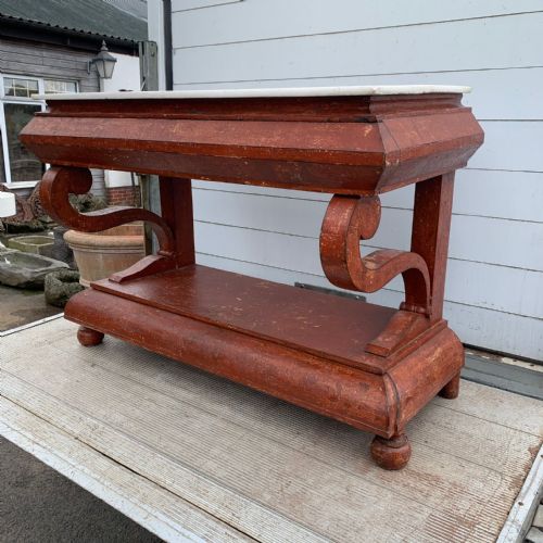 19TH CENTURY CONSOLE TABLE WITH STATUARY WHITE MARBLE TOP - ADDITIONAL PHOTO 7