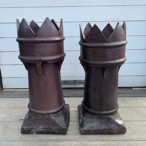 pair of victorian glazed chimney pots - CATEGORY: ANTIQUE MISCELLANEOUS - DATED VICTORIAN