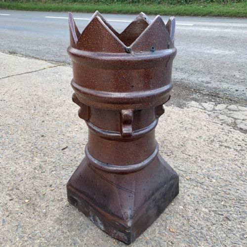 SET OF 4 VICTORIAN GLAZED CASTLE TOP CHIMNEY POTS - ADDITIONAL PHOTO 2
