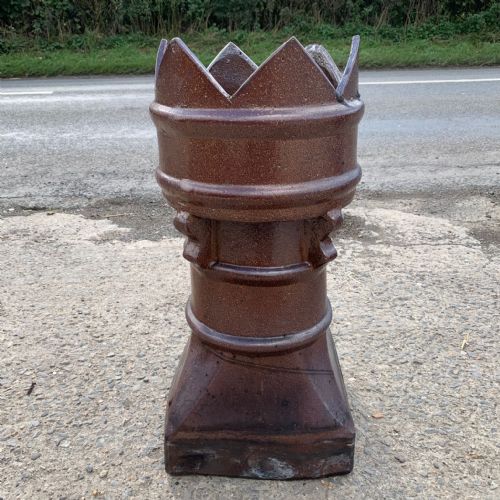 SET OF 4 VICTORIAN GLAZED CASTLE TOP CHIMNEY POTS - ADDITIONAL PHOTO 3