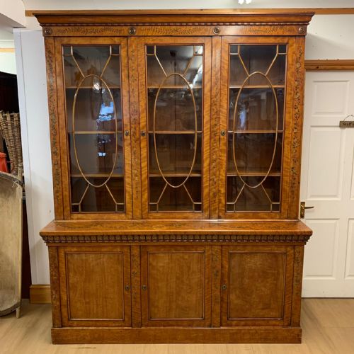 an edwardian 19011910 sheraton revival glazed bookcase - CATEGORY: ANTIQUE BOOKCASES - DATED EDWARDIAN