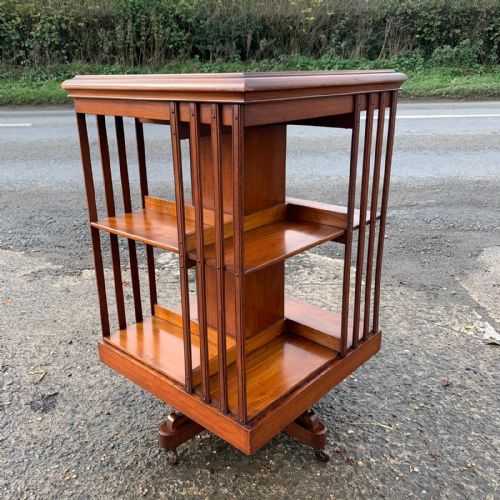 EDWARDIAN MAHOGANY REVOLVING BOOKCASE - ADDITIONAL PHOTO 4