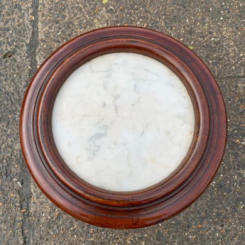 VICTORIAN MAHOGANY CYLINDRICAL POT CUPBOARD WITH MARBLE TOP - ADDITIONAL PHOTO 2