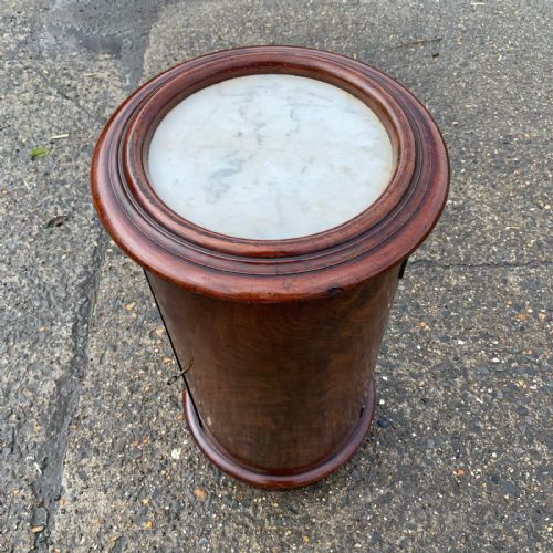 VICTORIAN MAHOGANY CYLINDRICAL POT CUPBOARD WITH MARBLE TOP - ADDITIONAL PHOTO 1