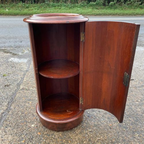 VICTORIAN MAHOGANY CYLINDRICAL POT CUPBOARD WITH MARBLE TOP - ADDITIONAL PHOTO 5