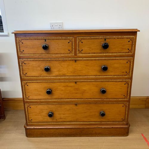 victorian 23 chest of drawers with painted detail - CATEGORY: ANTIQUE CHEST OF DRAWERS - DATED VICTORIAN
