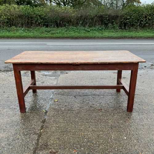 VICTORIAN C1850 PINE REFECTORY TABLE WITH H STRETCHERS - ADDITIONAL PHOTO 1