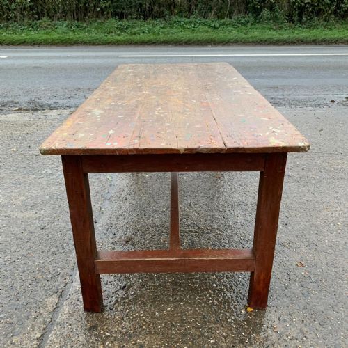 VICTORIAN C1850 PINE REFECTORY TABLE WITH H STRETCHERS - ADDITIONAL PHOTO 6