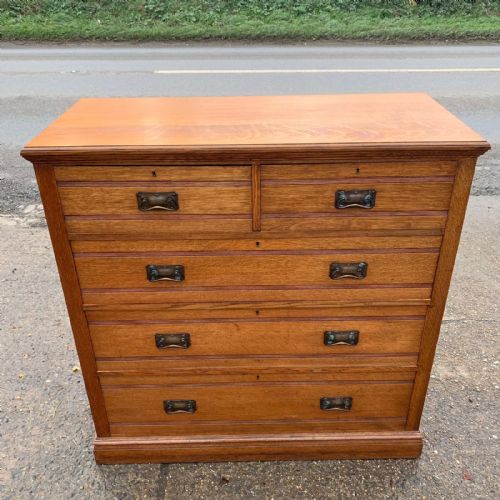 edwardian large oak 23 chest of drawers with arts crafts original brass handles - CATEGORY: ANTIQUE CHEST OF DRAWERS - DATED EDWARDIAN