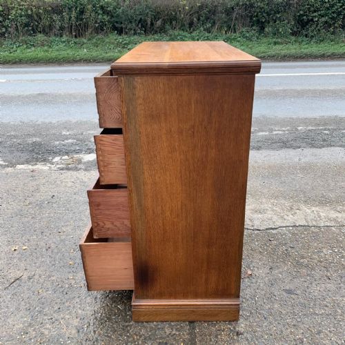EDWARDIAN LARGE OAK 23 CHEST OF DRAWERS WITH ARTS CRAFTS ORIGINAL BRASS HANDLES - ADDITIONAL PHOTO 10