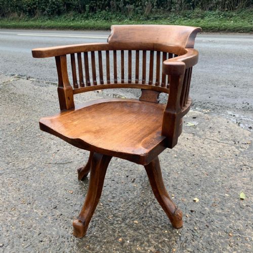 CIRCA 1900 MAHOGANY SWIVEL DESK CHAIR - ADDITIONAL PHOTO 3