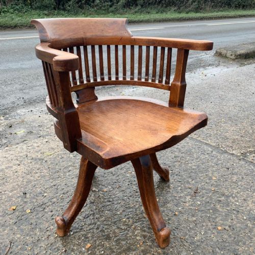 CIRCA 1900 MAHOGANY SWIVEL DESK CHAIR - ADDITIONAL PHOTO 4