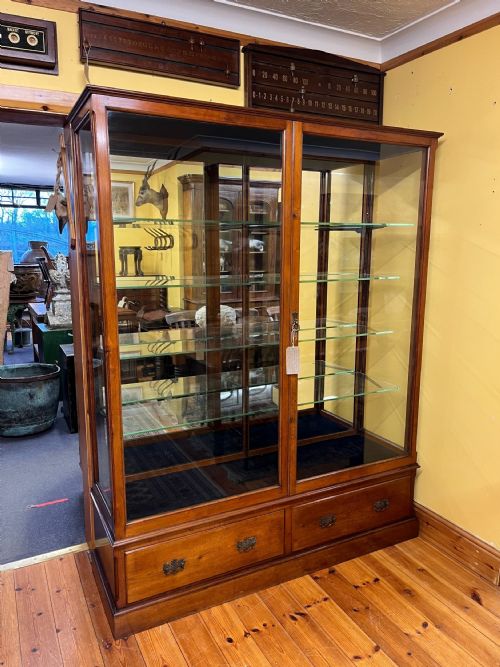 circa 1900 mahogany framed and glazed shop display cabinet - CATEGORY: ANTIQUE CABINETS - DATED 1900