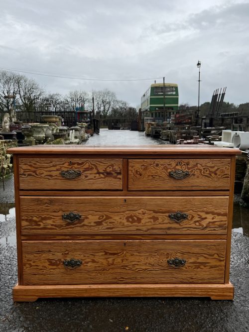 victorian pitch pine 22 chest of drawers with original brass handles - CATEGORY: ANTIQUE CHEST OF DRAWERS - DATED VICTORIAN