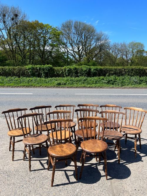 set of 12 penny seat chairs circa 1920 - CATEGORY: ANTIQUE CHAIRS - DATED 1920