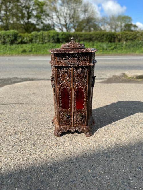 Victorian Cast Iron Enameled Cathedral Heater