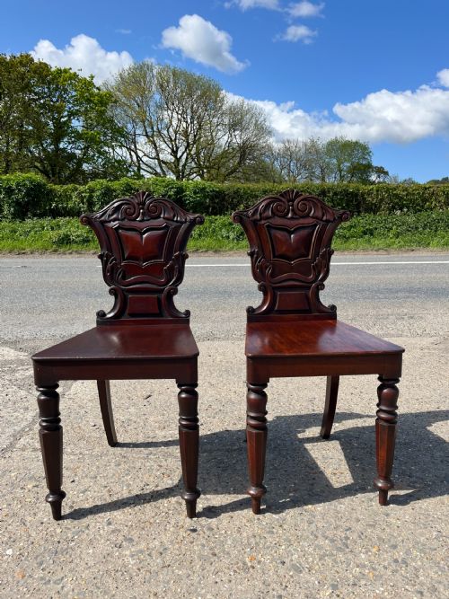 pair of victorian mahogany shield back hall side chairs - CATEGORY: ANTIQUE CHAIRS - DATED VICTORIAN