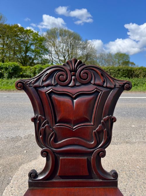 PAIR OF VICTORIAN MAHOGANY SHIELD BACK HALL SIDE CHAIRS - ADDITIONAL PHOTO 2