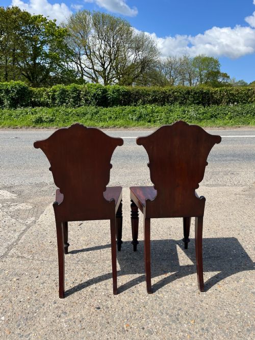 PAIR OF VICTORIAN MAHOGANY SHIELD BACK HALL SIDE CHAIRS - ADDITIONAL PHOTO 1
