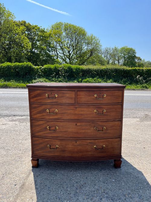early victorian 1850 23 bow front mahogany chest of drawers - CATEGORY: ANTIQUE CHEST OF DRAWERS - DATED VICTORIAN