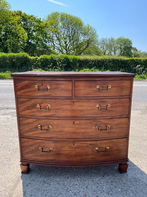 EARLY VICTORIAN 1850 23 BOW FRONT MAHOGANY CHEST OF DRAWERS - ADDITIONAL PHOTO 1