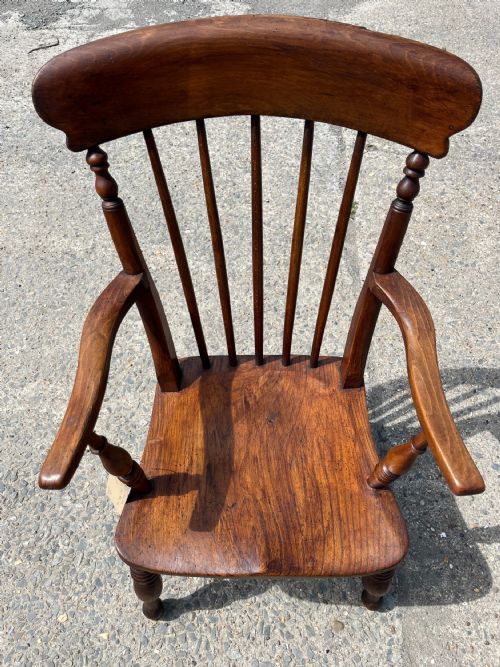 VICTORIAN STICK BACK BEECH ELM CARVER CHAIR - ADDITIONAL PHOTO 2