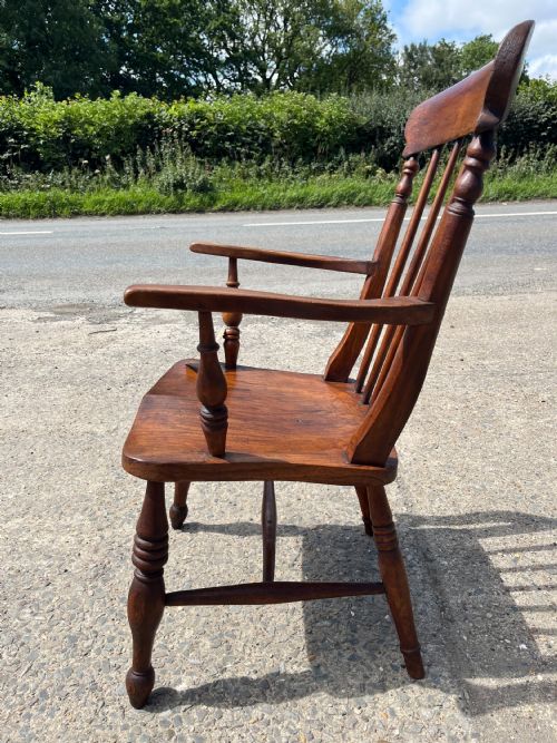 VICTORIAN STICK BACK BEECH ELM CARVER CHAIR - ADDITIONAL PHOTO 4
