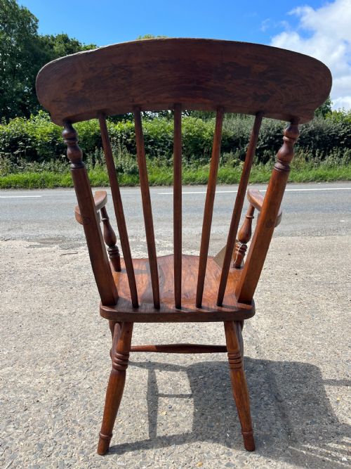 VICTORIAN STICK BACK BEECH ELM CARVER CHAIR - ADDITIONAL PHOTO 5