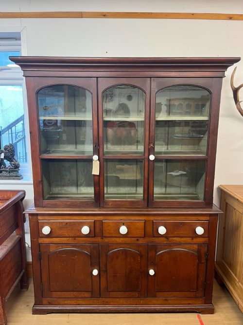 victorian pine glazed top dresser - CATEGORY: ANTIQUE BOOKCASES - DATED VICTORIAN