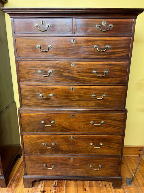 georgian 1800 mahogany chest on chest - CATEGORY: ANTIQUE CHEST OF DRAWERS - DATED GEORGIAN