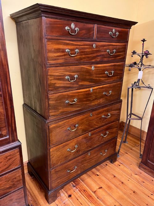 GEORGIAN 1800 MAHOGANY CHEST ON CHEST - ADDITIONAL PHOTO 3