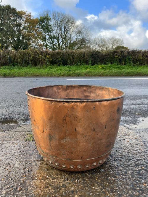19TH CENTURY RIVETED COPPER BOILER CAULDRON - ADDITIONAL PHOTO 1