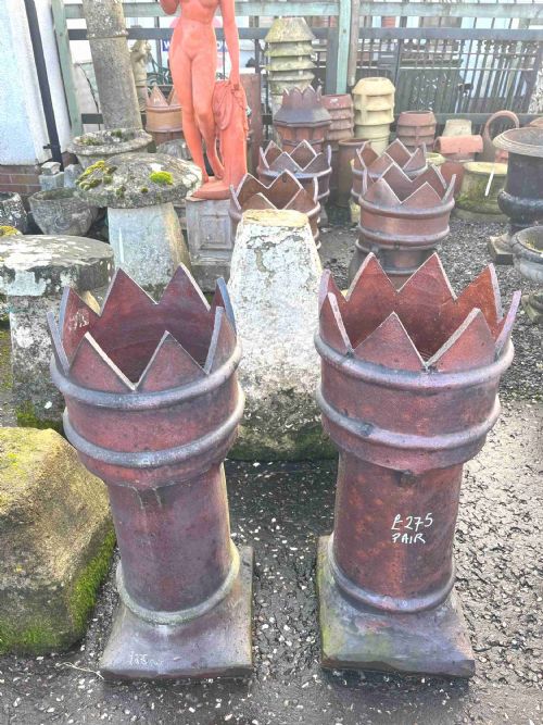 pair of victorian crown top chimney pots - CATEGORY: ANTIQUE MISCELLANEOUS - DATED VICTORIAN